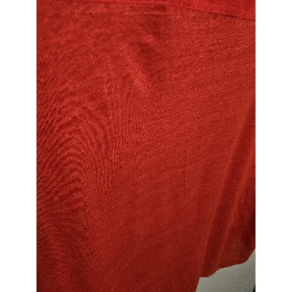 Martha Stewart Collection Linen Blend Short Sleeve Womens Blouse Coral Red  2X